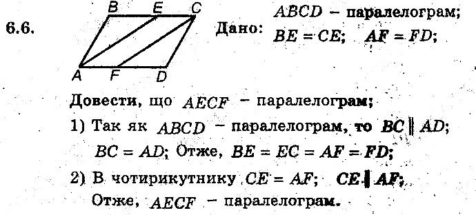 Вправа 6.6 геометрія 8 клас Мерзляк Полонскький Якір (поглиблений режим) 2016
