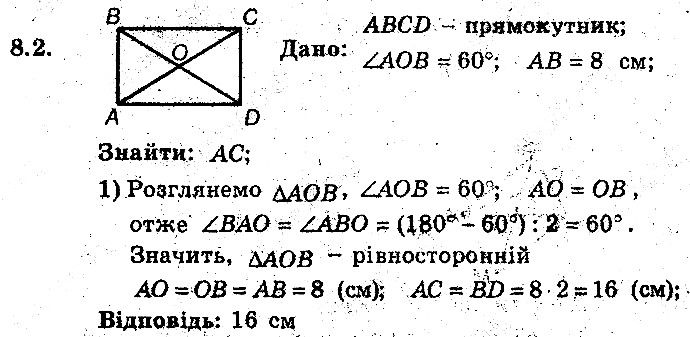 Вправа 8.2 геометрія 8 клас Мерзляк Полонскький Якір (поглиблений режим) 2016