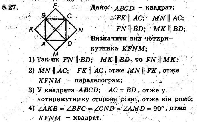 Вправа 8.27 геометрія 8 клас Мерзляк Полонскький Якір (поглиблений режим) 2016