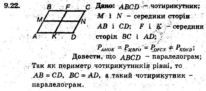 Вправа 9.22 геометрія 8 клас Мерзляк Полонскький Якір (поглиблений режим) 2016