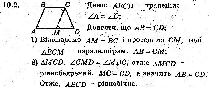 Вправа 10.2 геометрія 8 клас Мерзляк Полонскький Якір (поглиблений режим) 2016