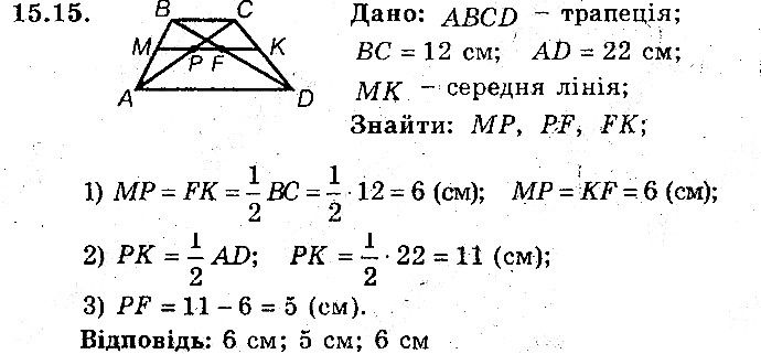 Вправа 15.15 геометрія 8 клас Мерзляк Полонскький Якір (поглиблений режим) 2016