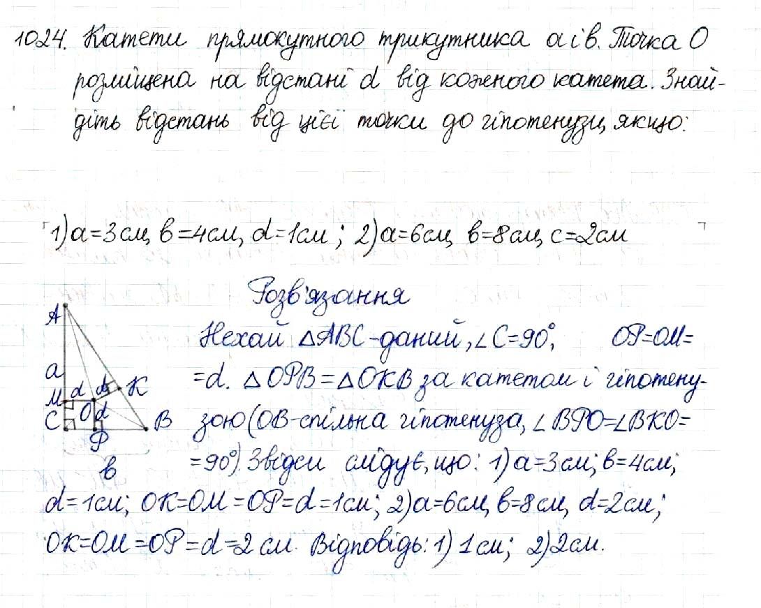 Вправа 1024 геометрія 8 клас Будна Тарасенкова 2016