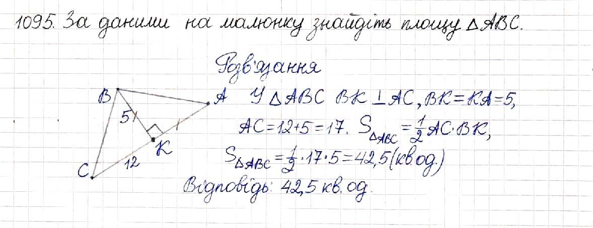 Вправа 1095 геометрія 8 клас Будна Тарасенкова 2016