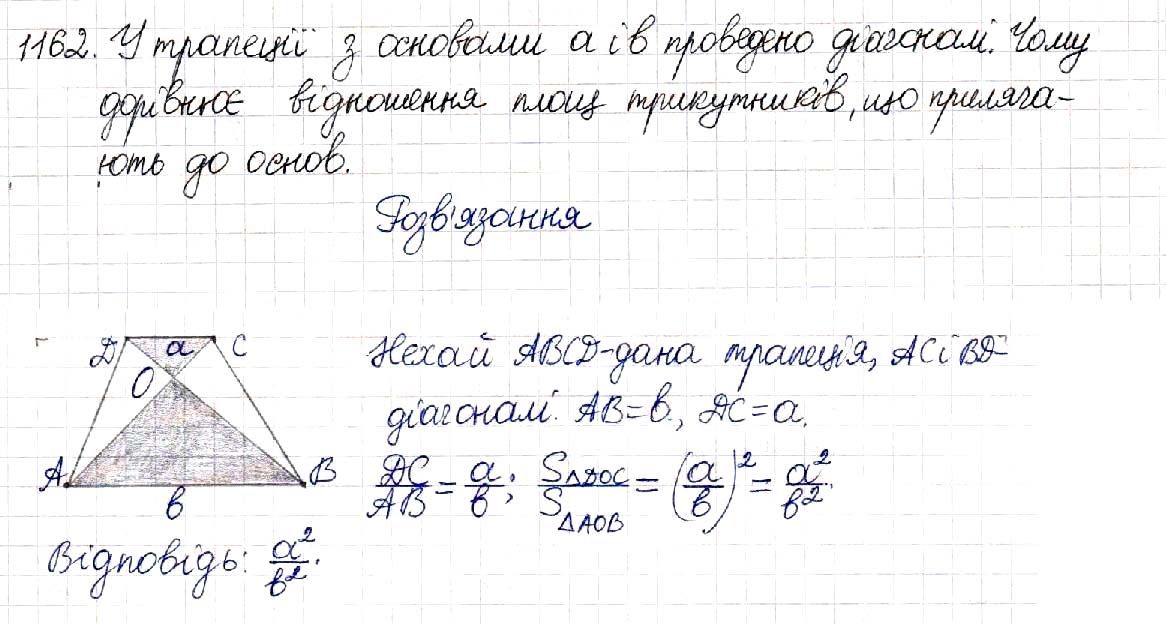 Вправа 1162 геометрія 8 клас Будна Тарасенкова 2016