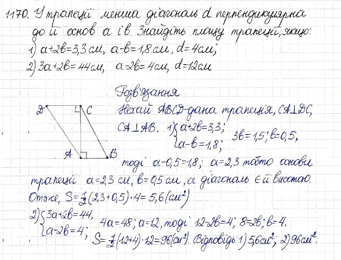 Вправа 1170 геометрія 8 клас Будна Тарасенкова 2016