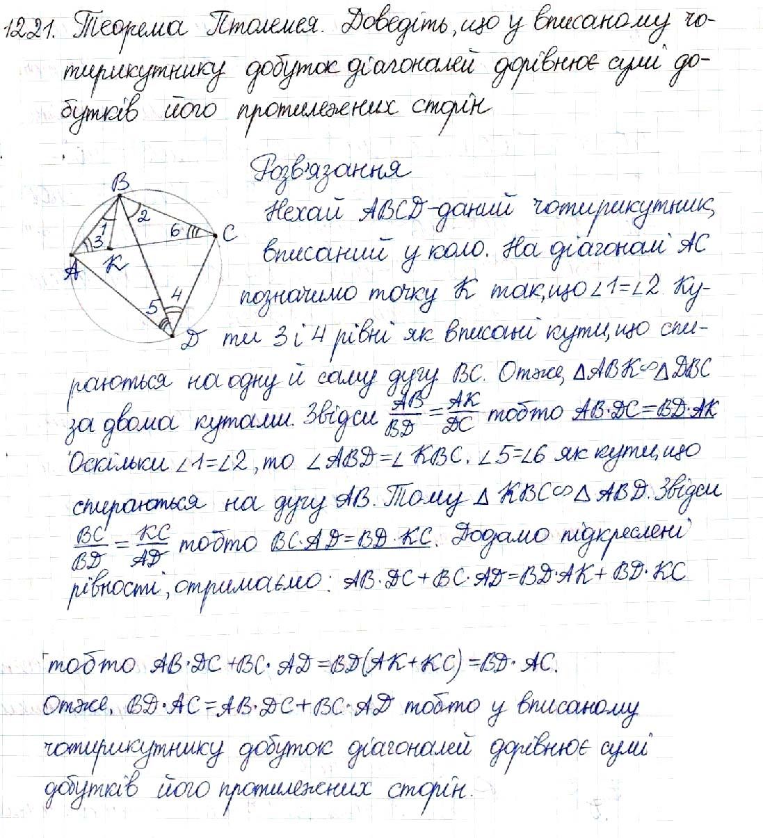 Вправа 1221 геометрія 8 клас Будна Тарасенкова 2016