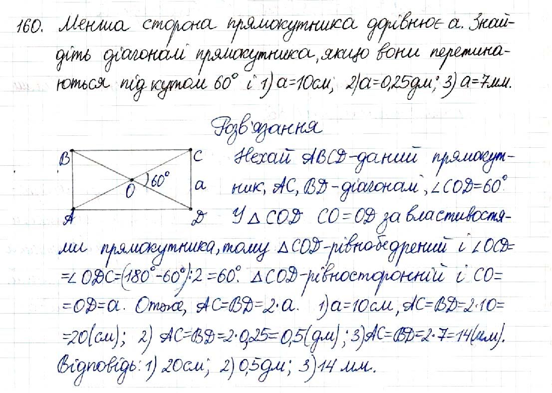 Вправа 160 геометрія 8 клас Будна Тарасенкова 2016