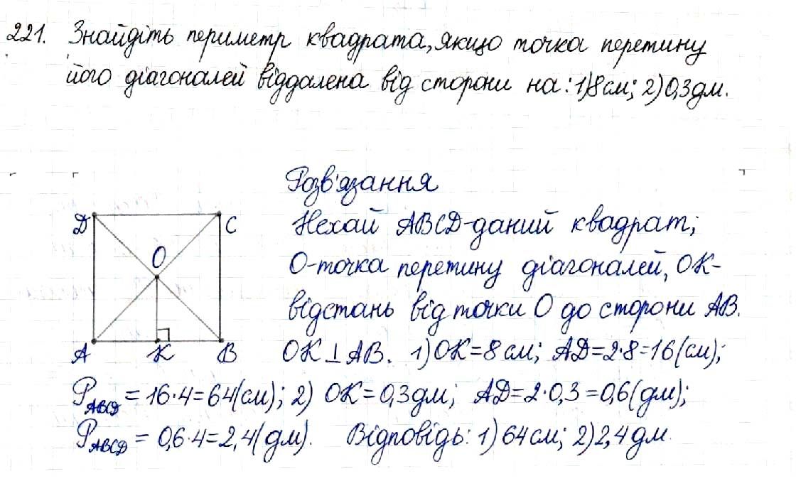 Вправа 221 геометрія 8 клас Будна Тарасенкова 2016