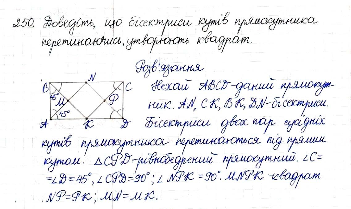 Вправа 250 геометрія 8 клас Будна Тарасенкова 2016