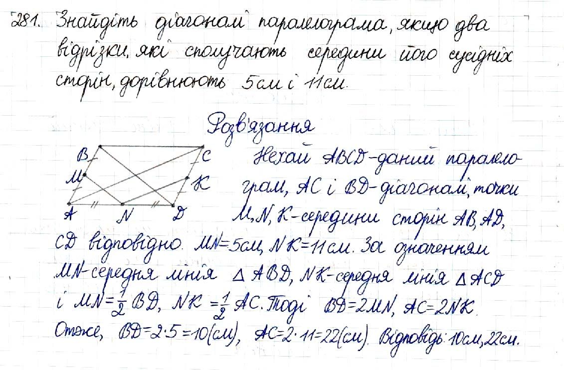 Вправа 281 геометрія 8 клас Будна Тарасенкова 2016