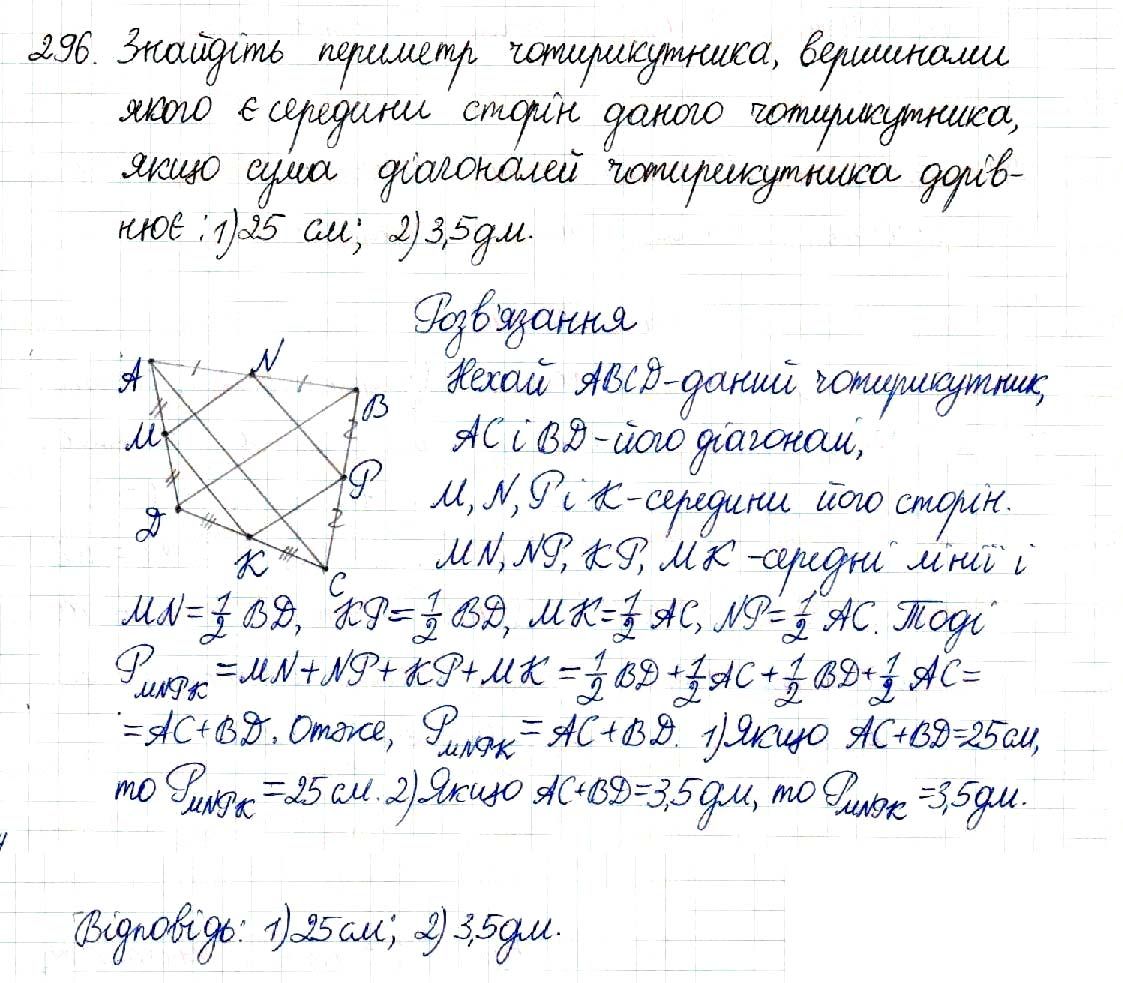 Вправа 296 геометрія 8 клас Будна Тарасенкова 2016