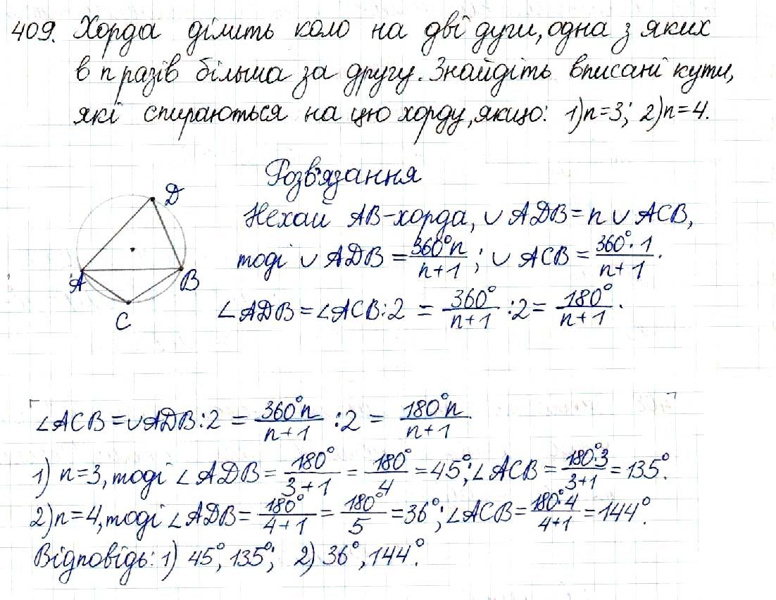 Вправа 409 геометрія 8 клас Будна Тарасенкова 2016