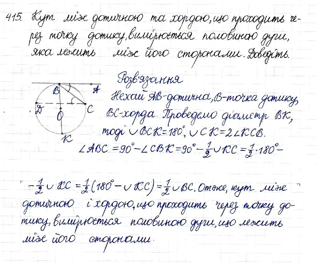 Вправа 415 геометрія 8 клас Будна Тарасенкова 2016
