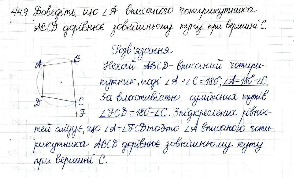 Вправа 449 геометрія 8 клас Будна Тарасенкова 2016