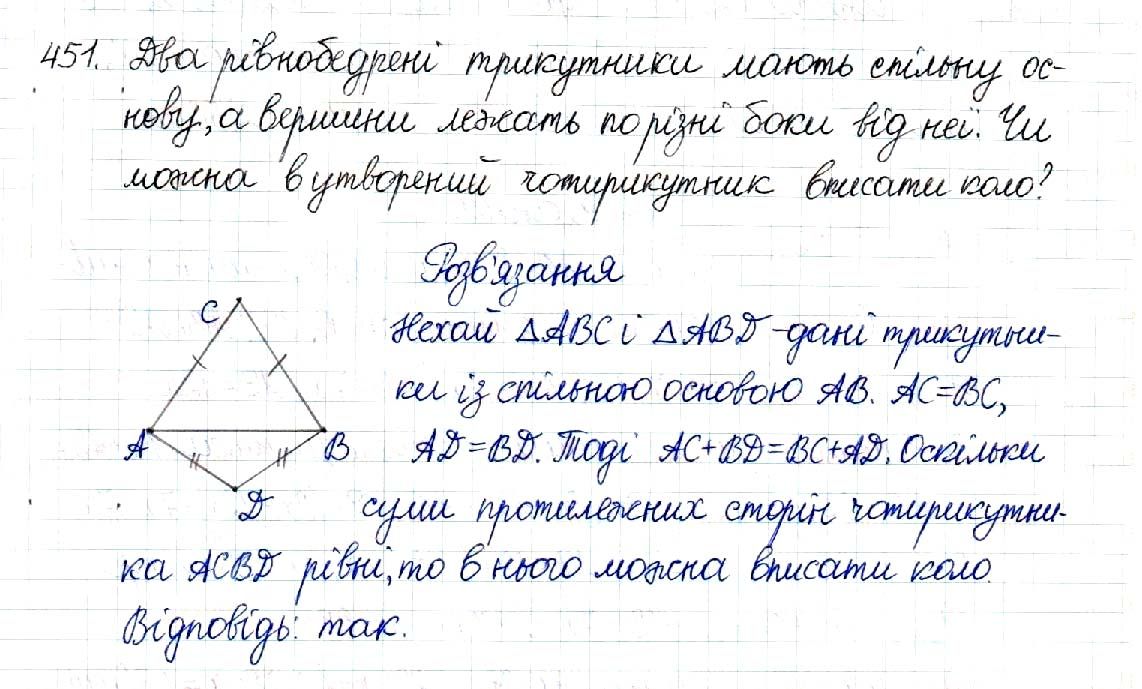 Вправа 451 геометрія 8 клас Будна Тарасенкова 2016