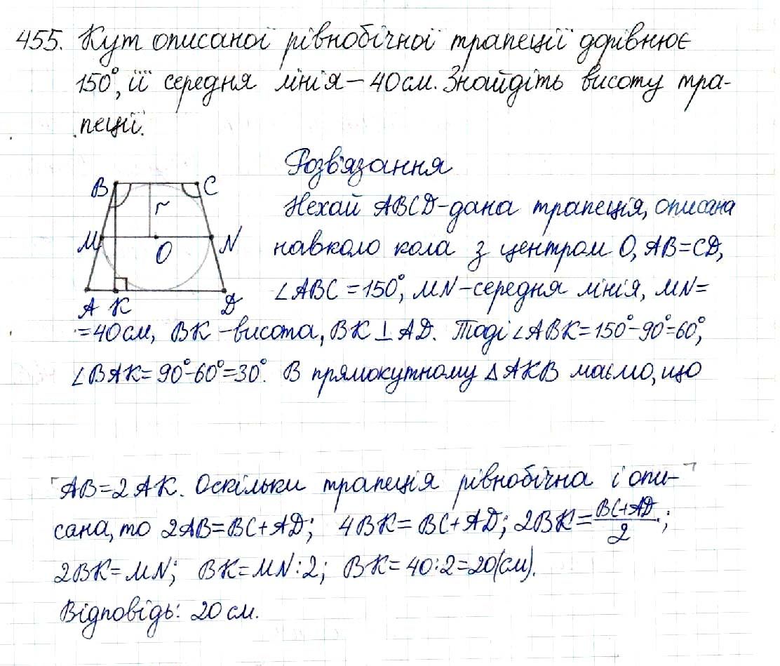 Вправа 455 геометрія 8 клас Будна Тарасенкова 2016