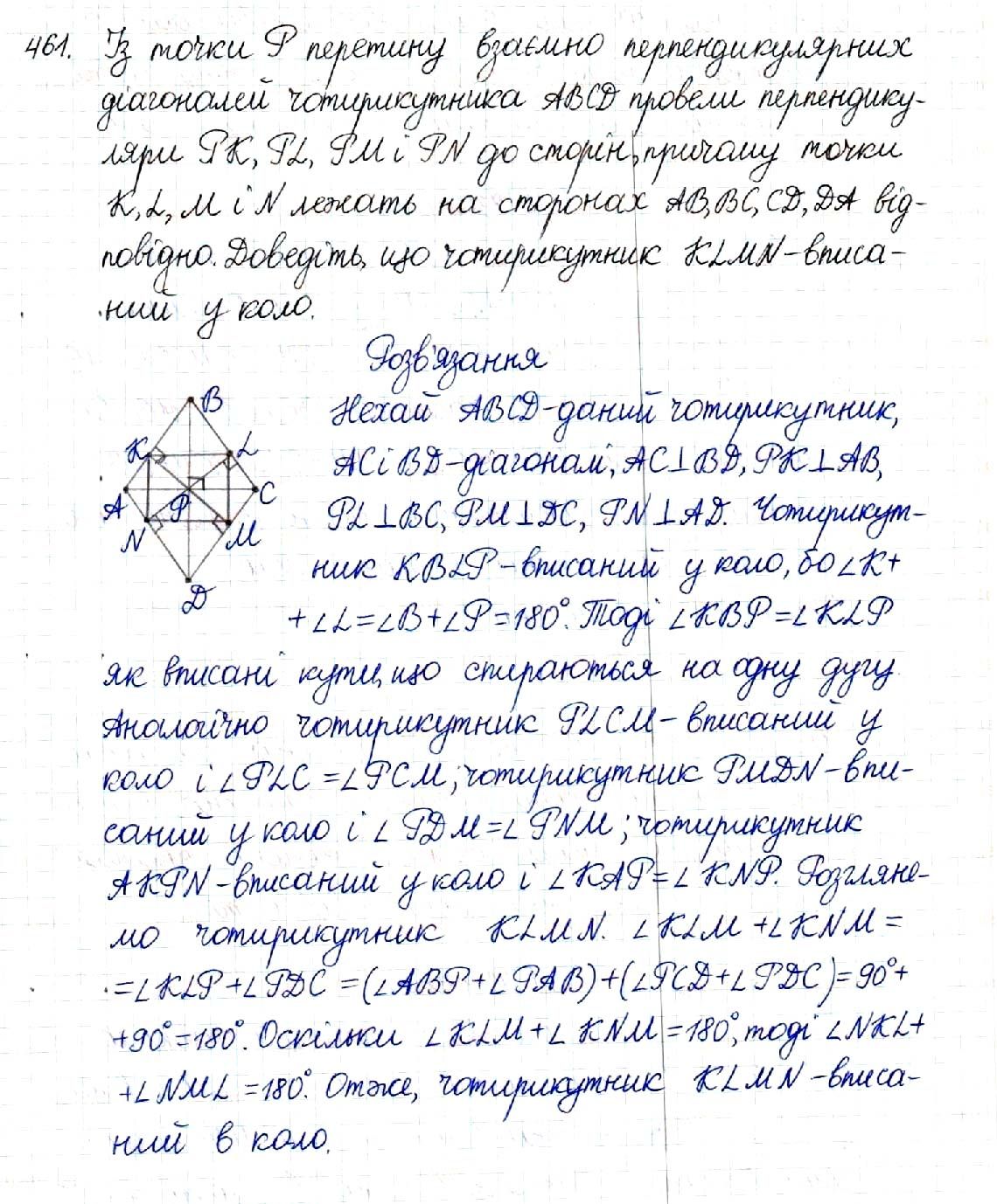 Вправа 461 геометрія 8 клас Будна Тарасенкова 2016