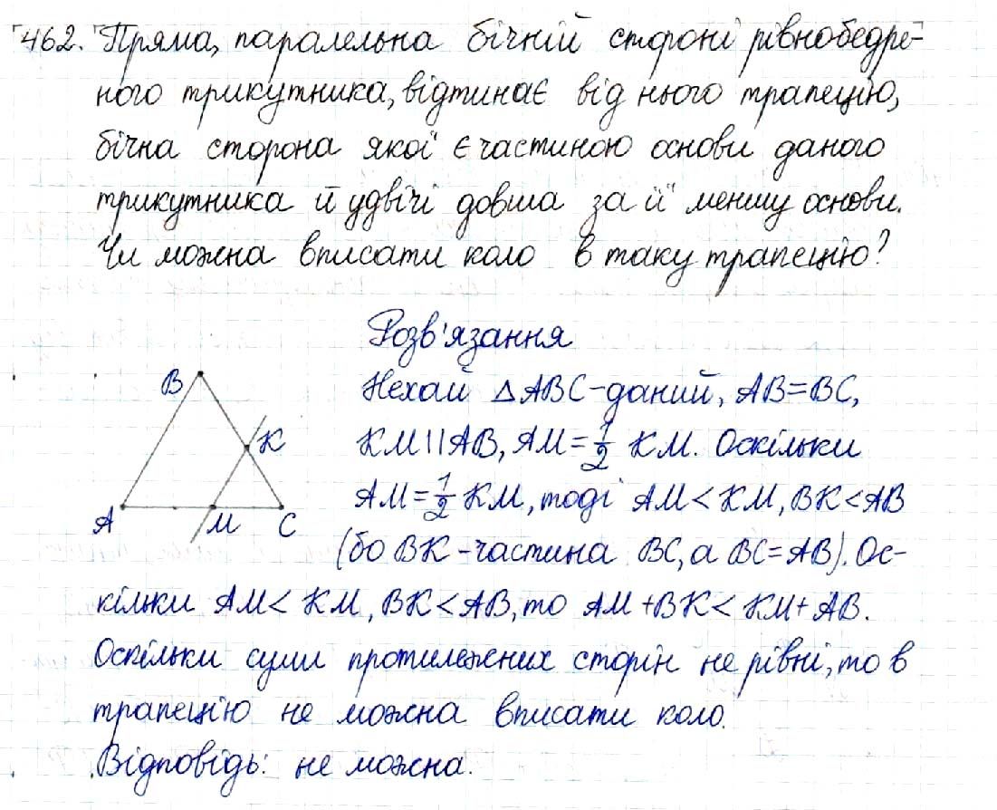 Вправа 462 геометрія 8 клас Будна Тарасенкова 2016