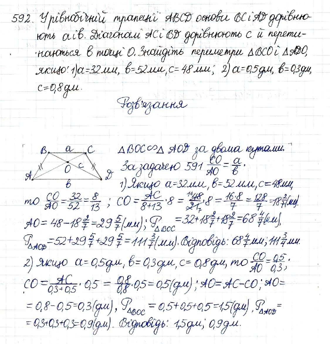 Вправа 592 геометрія 8 клас Будна Тарасенкова 2016