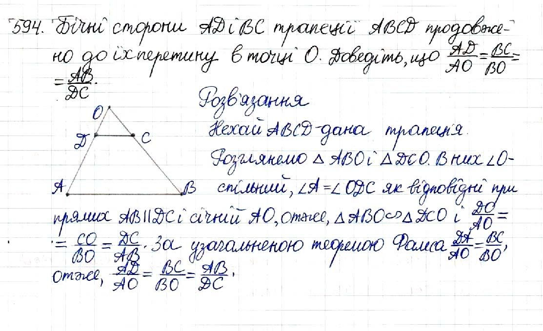 Вправа 594 геометрія 8 клас Будна Тарасенкова 2016