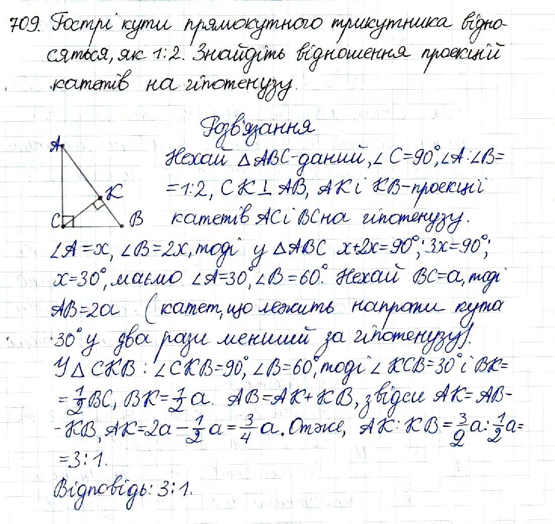 Вправа 709 геометрія 8 клас Будна Тарасенкова 2016