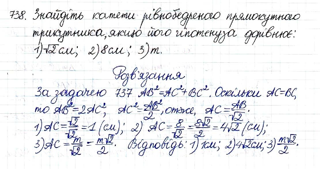 Вправа 738 геометрія 8 клас Будна Тарасенкова 2016