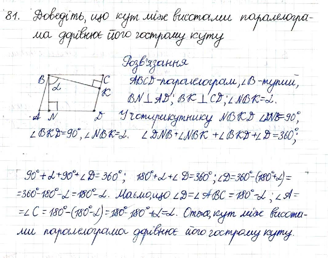 Вправа 81 геометрія 8 клас Будна Тарасенкова 2016