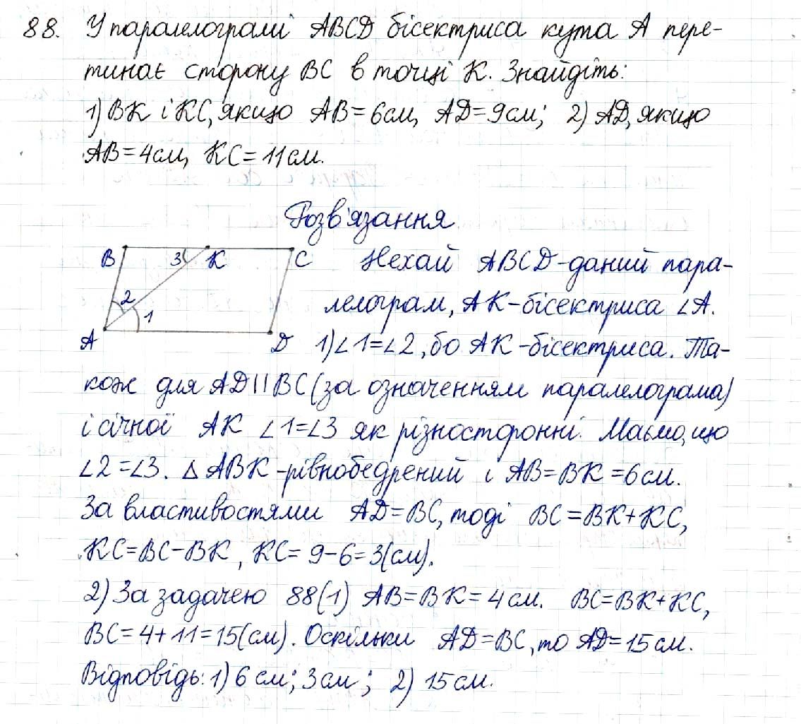 Вправа 88 геометрія 8 клас Будна Тарасенкова 2016