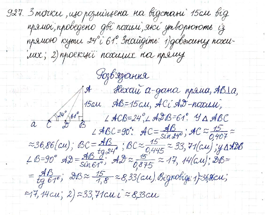 Вправа 927 геометрія 8 клас Будна Тарасенкова 2016