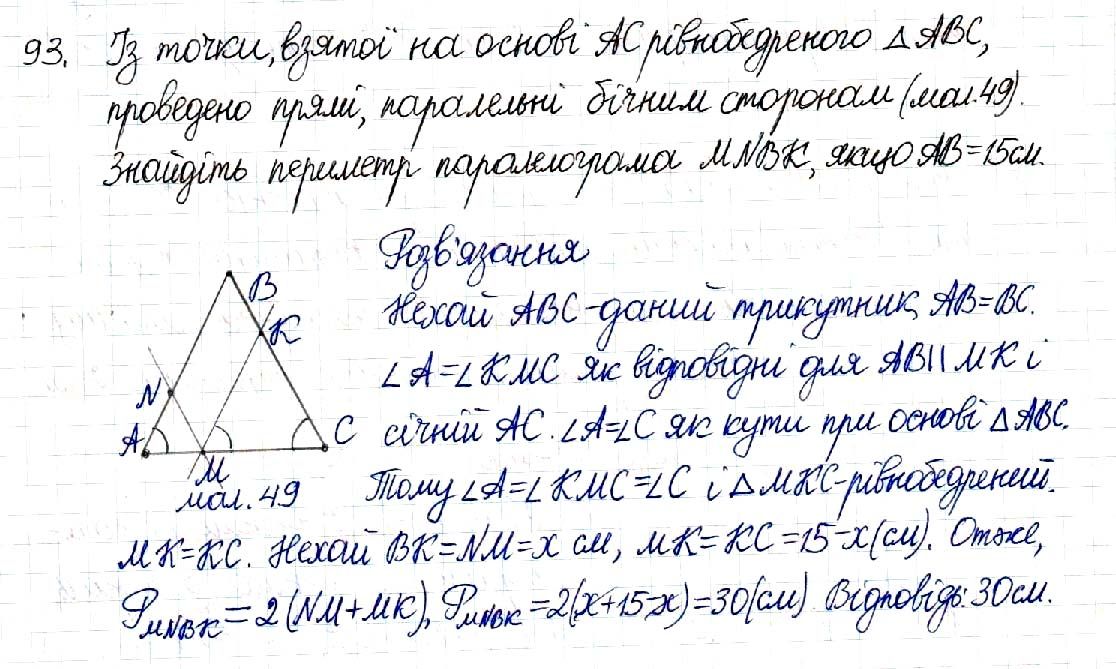 Вправа 93 геометрія 8 клас Будна Тарасенкова 2016