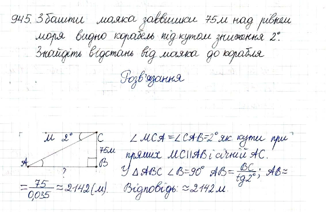 Вправа 945 геометрія 8 клас Будна Тарасенкова 2016
