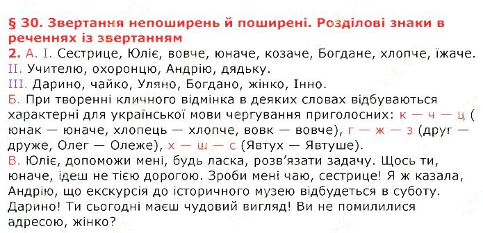 Параграф 30 Вправа 2 українська мова 8 клас Авраменко 2016
