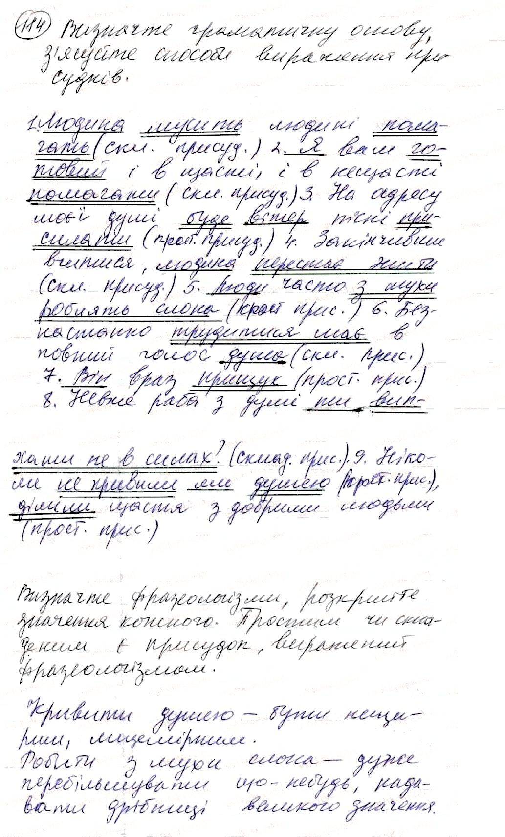 Вправа 114 українська мова 8 клас Глазова 2016