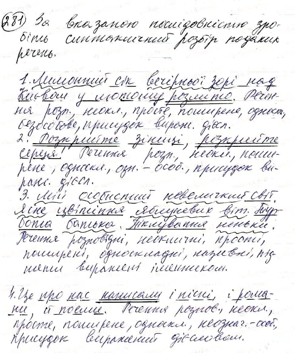 Вправа 281 українська мова 8 клас Глазова 2016
