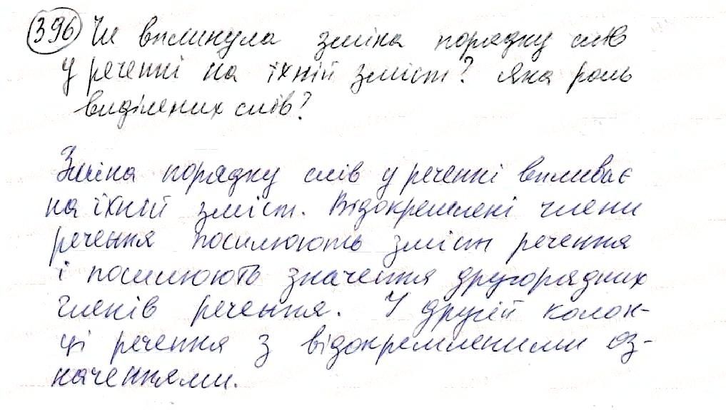 Вправа 396 українська мова 8 клас Глазова 2016