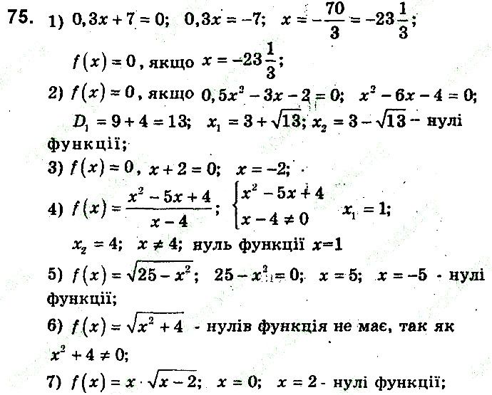 Вправа 75 алгебра 9 клас збірник задач Мерзляк 2017