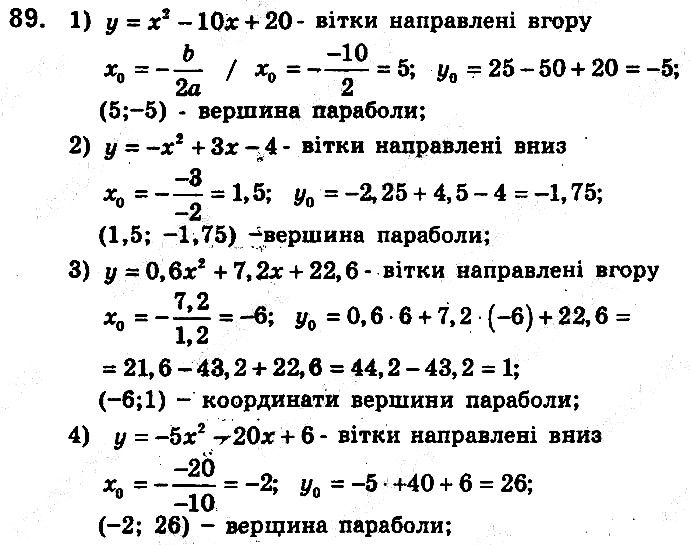 Вправа 89 алгебра 9 клас збірник задач Мерзляк 2017