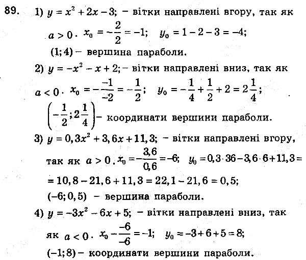 Вправа 89 алгебра 9 клас збірник задач Мерзляк 2017