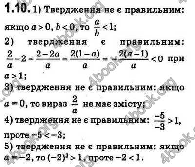 Вправа 1.10 алгебра 9 клас Мерзляк Полонський Якір 2017