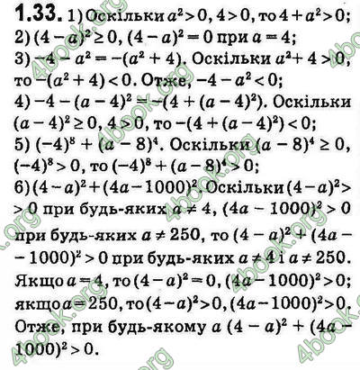 Вправа 1.33 алгебра 9 клас Мерзляк Полонський Якір 2017