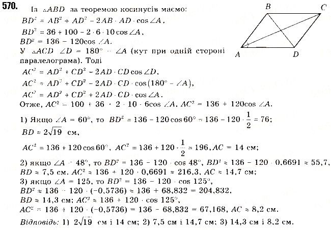 Вправа 570 геометрія 9 клас Будна Тарасенкова 2017