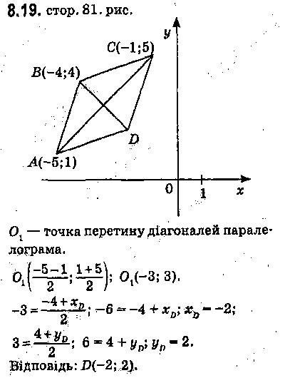 Вправа 8.19 геометрія 9 клас Мерзляк Полонський Якір 2017