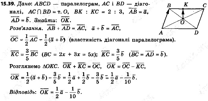 Вправа 15.39 геометрія 9 клас Мерзляк Полонський Якір 2017