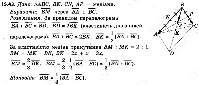 Вправа 15.43 геометрія 9 клас Мерзляк Полонський Якір 2017