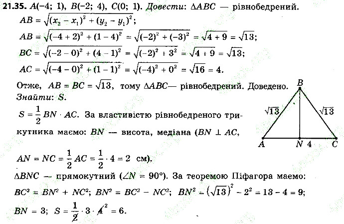 Вправа 21.35 геометрія 9 клас Мерзляк Полонський Якір 2017
