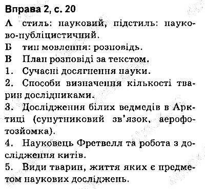 Сторінка 20 Вправа 2 українська мова 9 клас Авраменко 2017