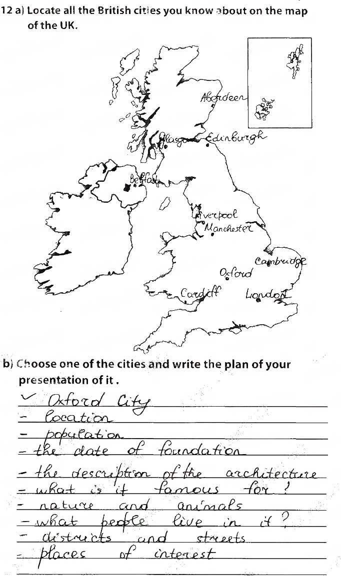 Unit 4. Why Not Take a Closer Look? Lesson 2. Cities of the UK Завдання 11 англійська мова 9 клас робочий зошит Карпюк 2017
