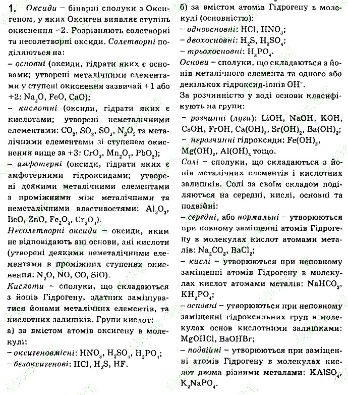 Вправа 1 хімія 9 клас Григорович 2017