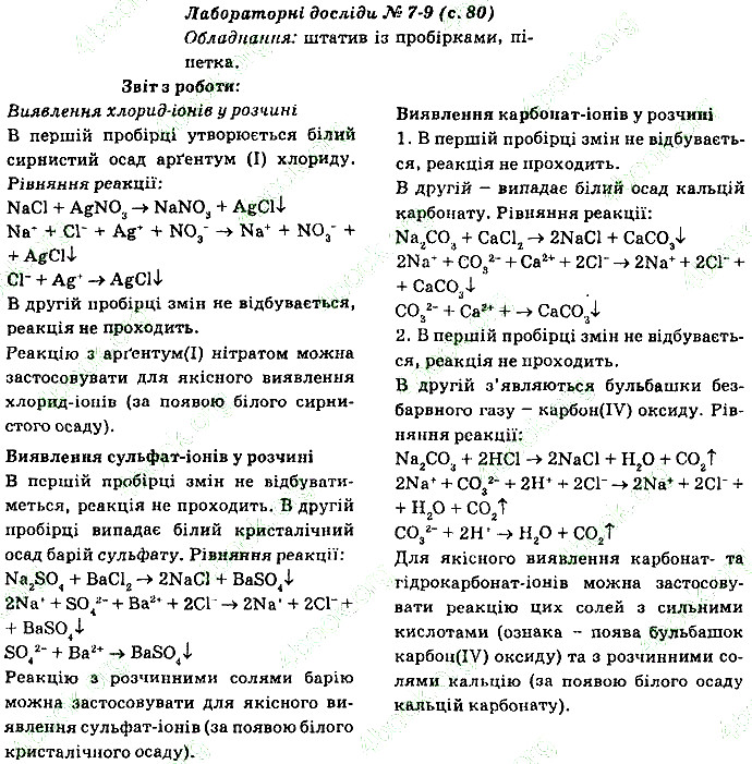 ЛАБОРАТОРНІ РОБОТИ № 7-9 хімія 9 клас Григорович 2017